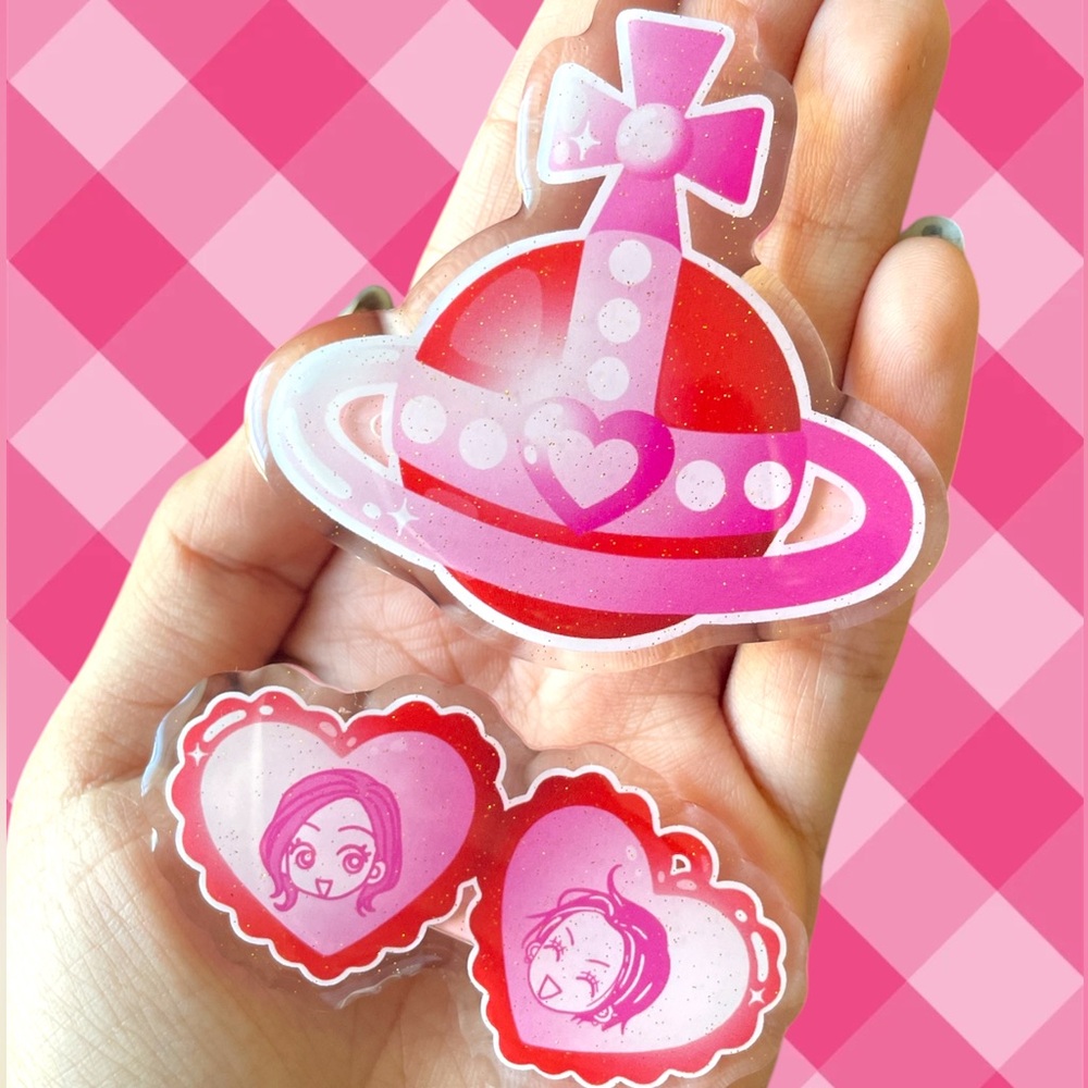 Nana anime Vivienne Westwood inspired glittery acrylic hair clips